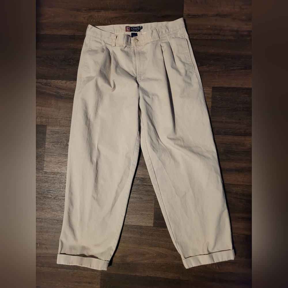 Chaps Mens pleated and cuffed pants